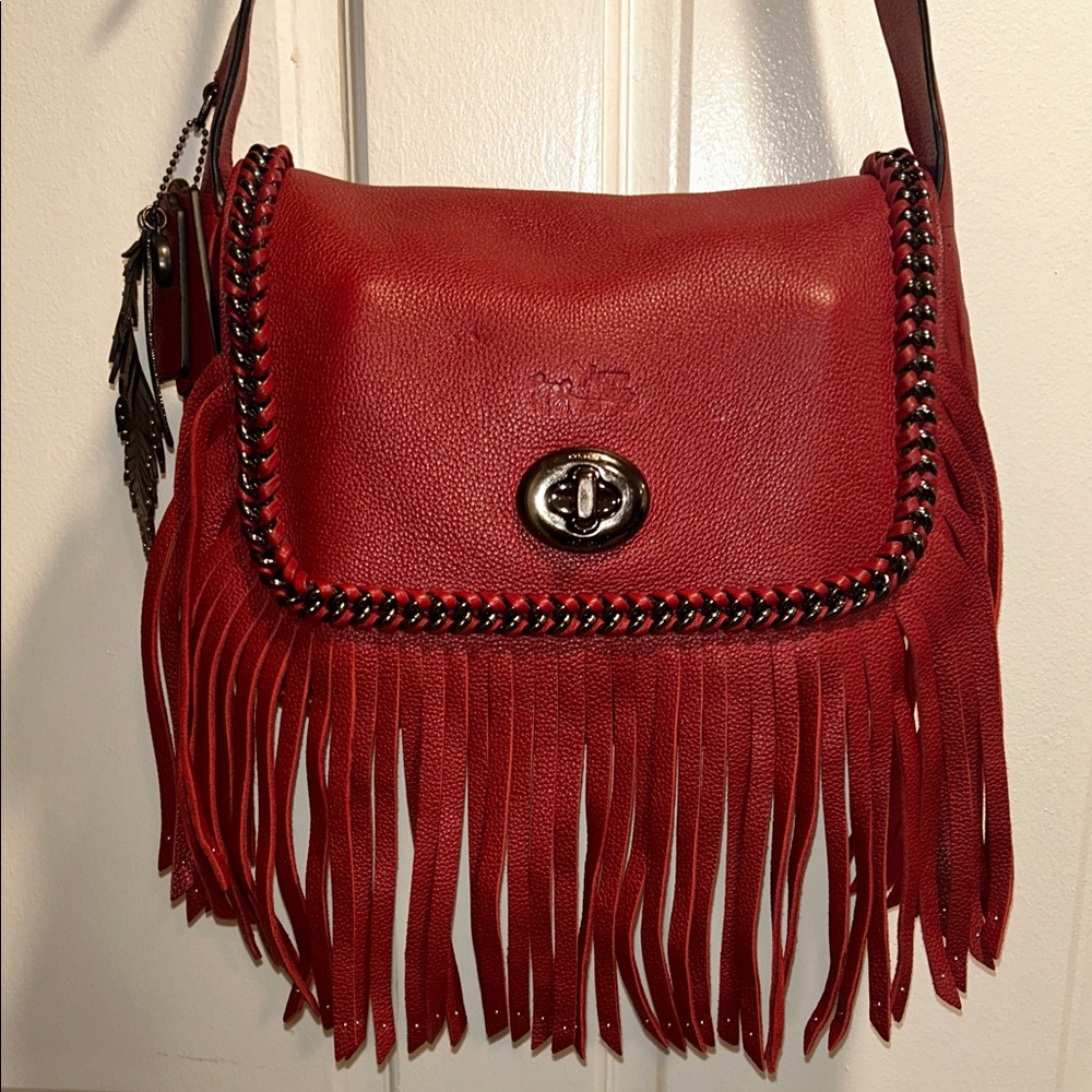 Coach Dakota NWOT Fringe Flap Crossbody Leather Shoulder Bag